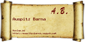 Auspitz Barna névjegykártya